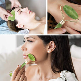 Jade Face Roller Massage Gua Sha Board Jade Massager Body Facial Eye